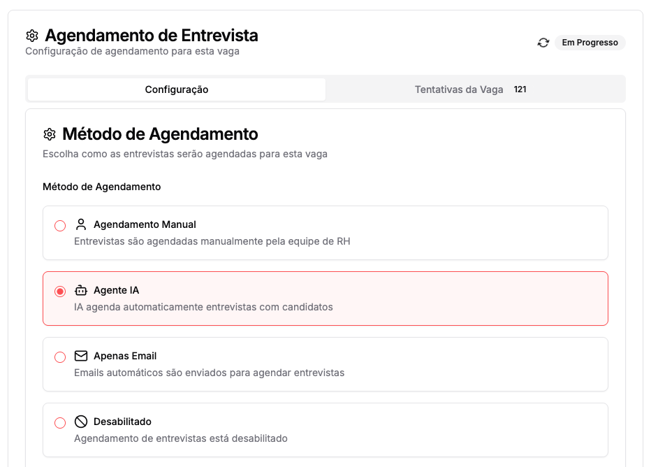 Configuração de Agendamento Tradicional - AI ATS WallJobs
