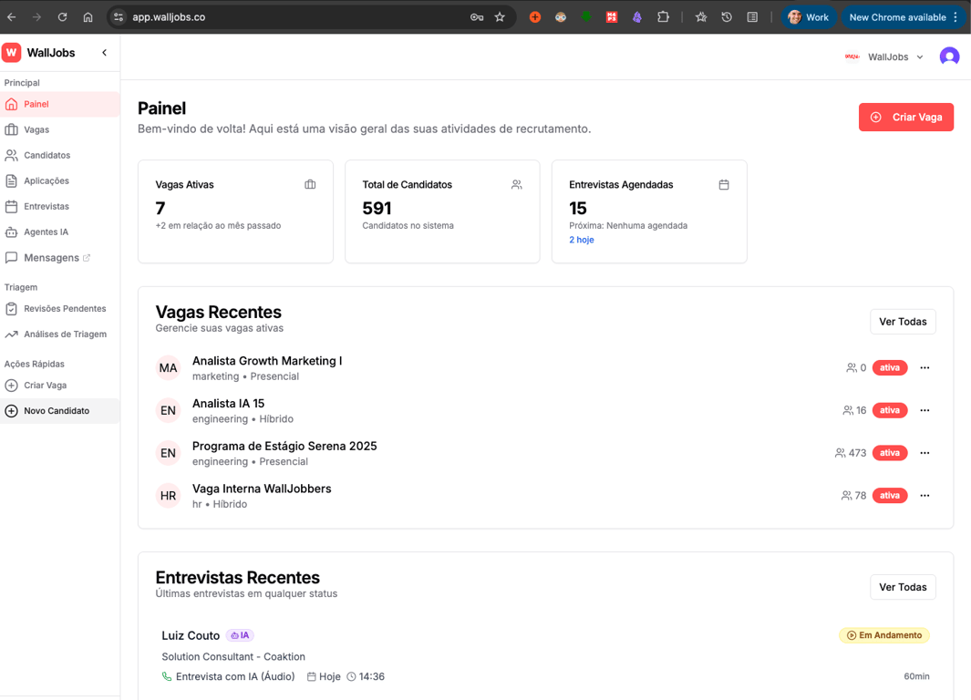 Dashboard Principal - AI ATS WallJobs