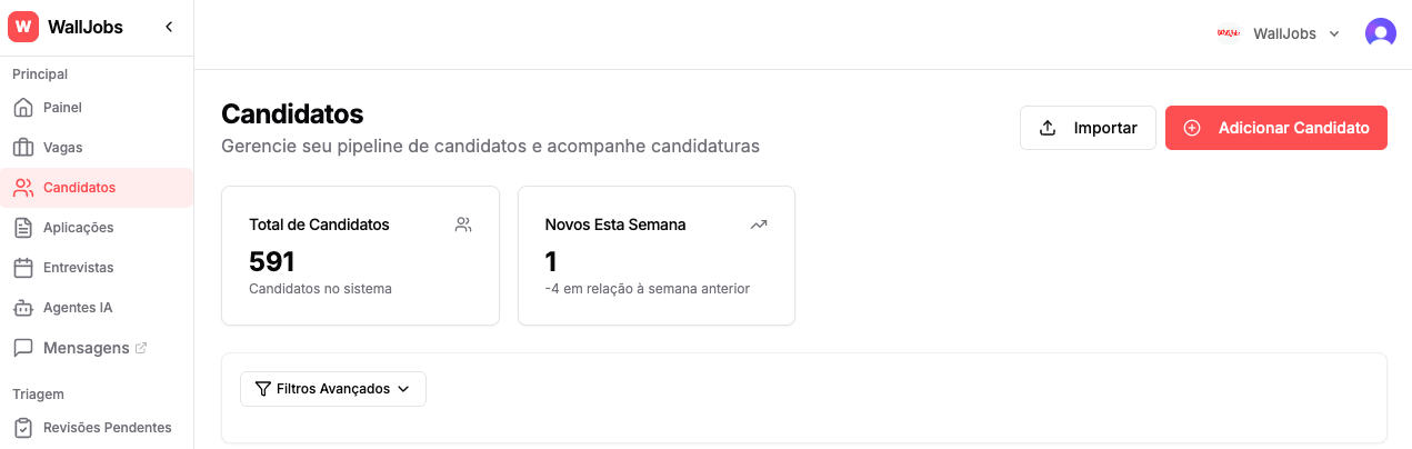 Tela Principal de Importação - AI ATS WallJobs