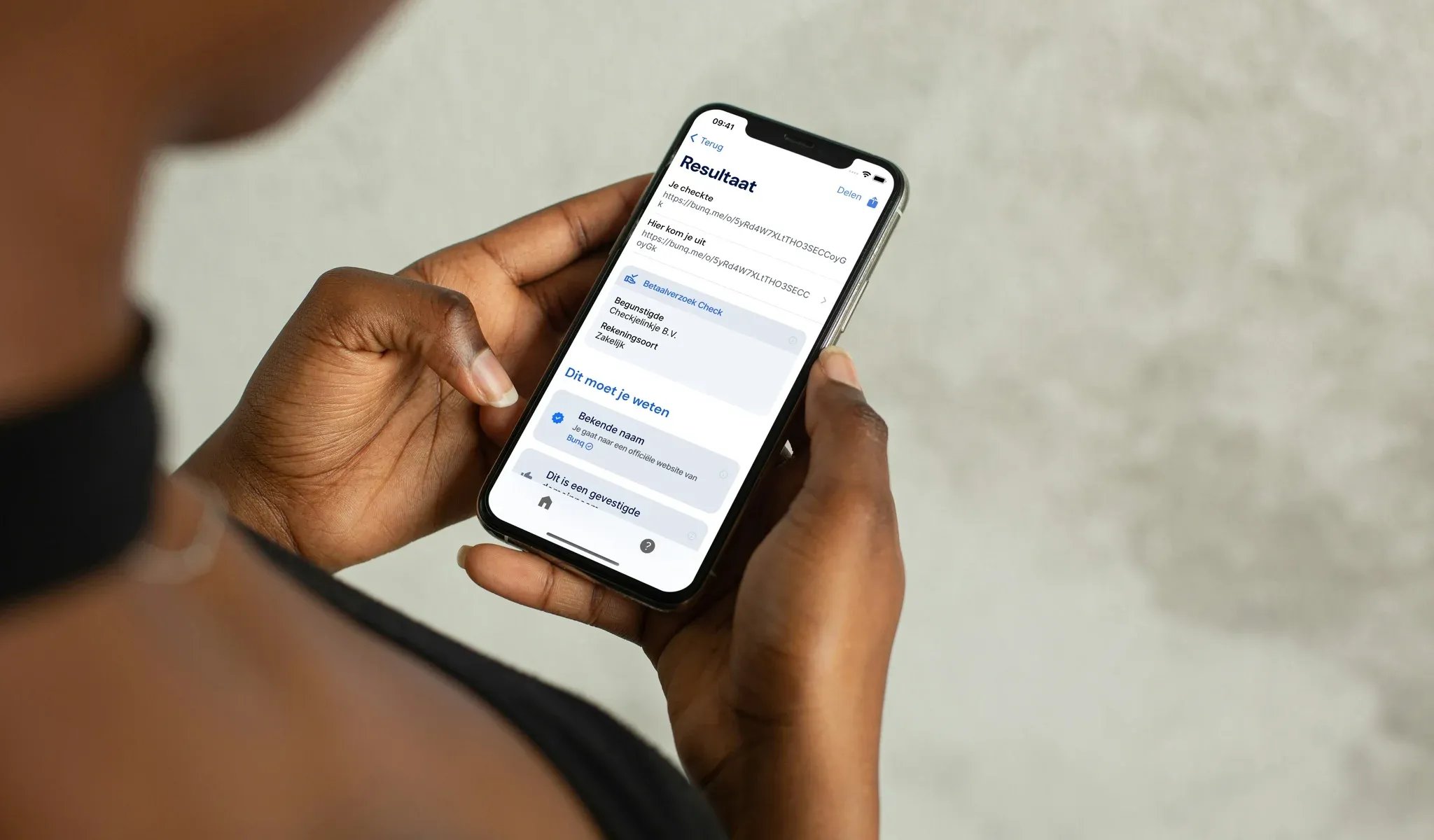 Voorbeeld van hoe je de ‘Betaalverzoek Check’ kunt gebruiken om een betaalverzoek te controleren.