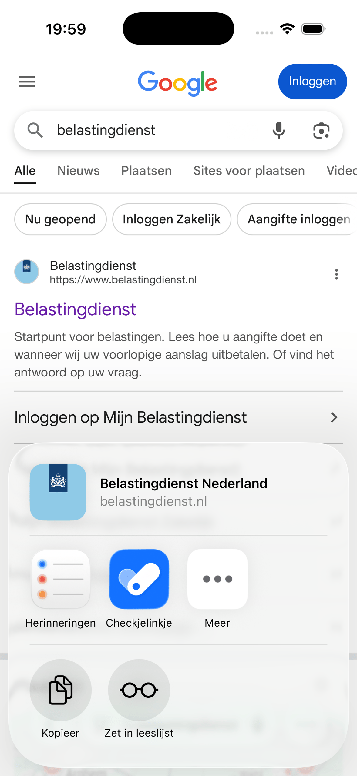 Een link delen naar de Checkjelinkje-app vanuit een andere app.