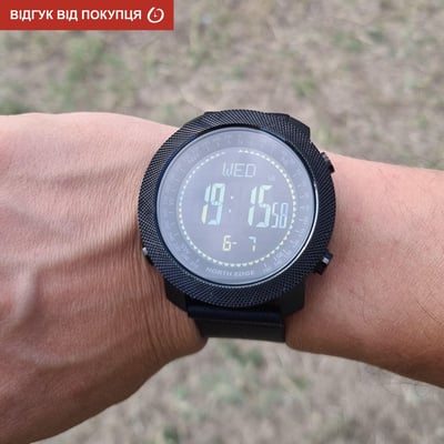 Чоловічий водостійкий тактичний годинник North Edge Apache Green 5BAR з компасом - Фото 16