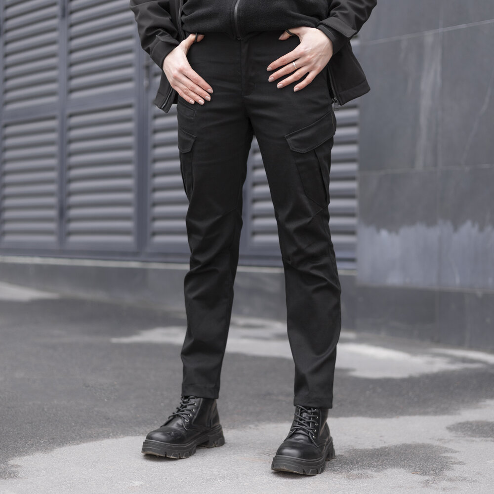 Штани-карго тактичні чорні для жінок Pobedov Tactical V2