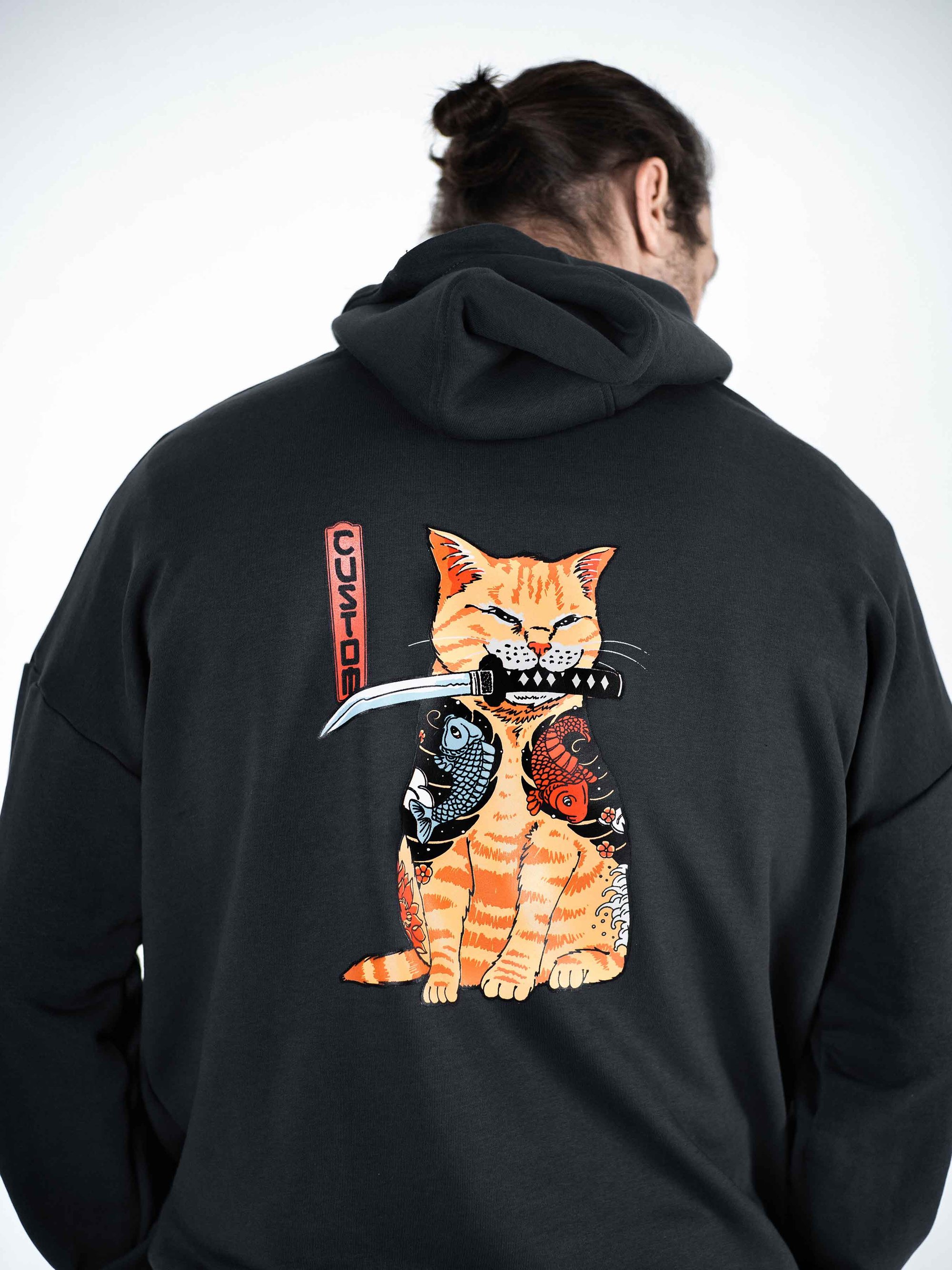 Худи оверсайз Custom Wear без начеса Samurai Cat графит Custom Wear XL
