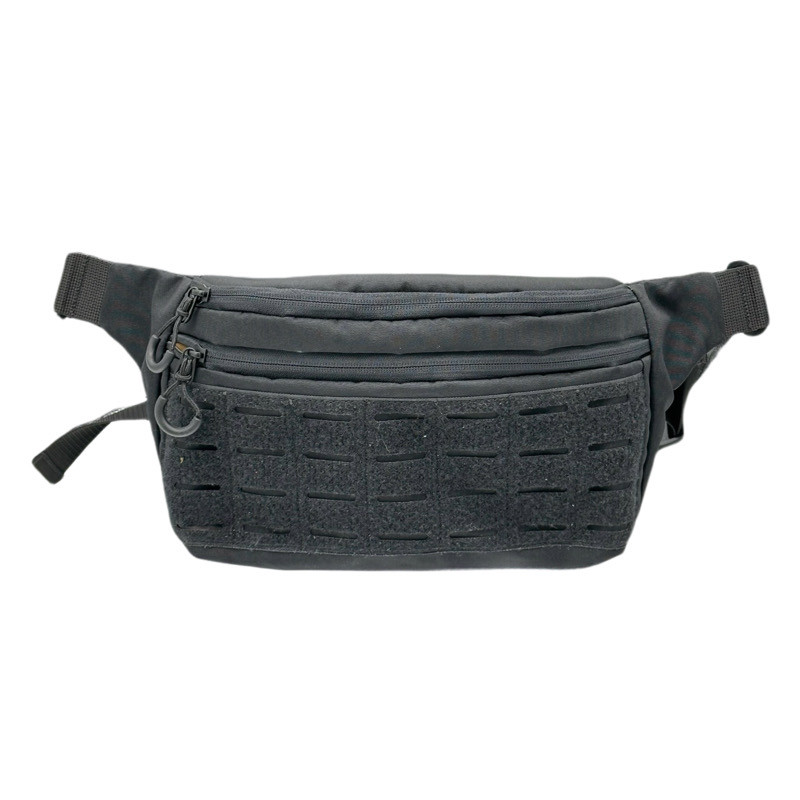 Тактична сумка-бананка на пояс з патч панеллю Оксфорд чорна HardKIT