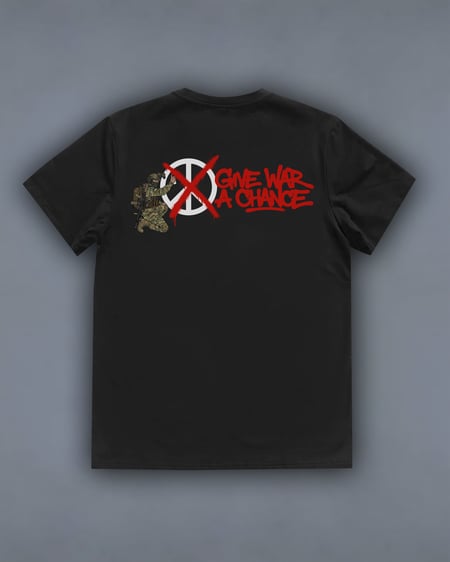 Футболка з принтом Give War a Chance back чорна We feel