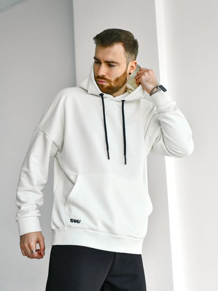 Чоловічий худі на весну Oversize Petlia 23 Молочний