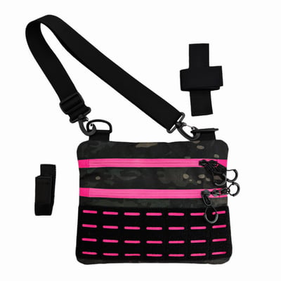 Тактична чоловіча сумка через плече RoKit Multicam Black Pink M із MOLLE та панеллю велкро - Фото 2