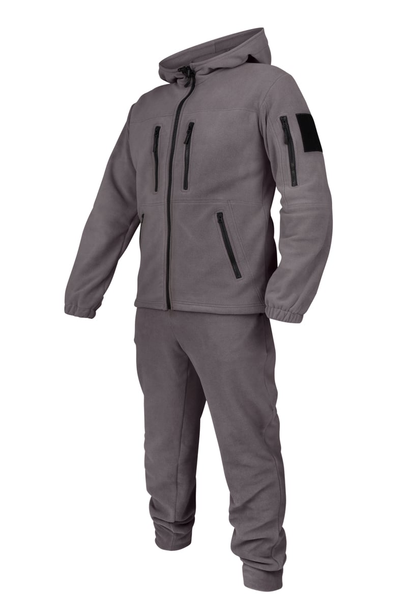 Костюм флісовий тактичний з капюшоном, сірий PlusPlus