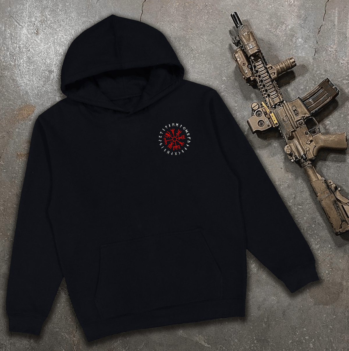 Худі утеплене з принтом Agyshjalm 02 чорне