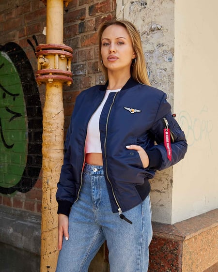 Бомбер MA-1 синій жіночий Olymp