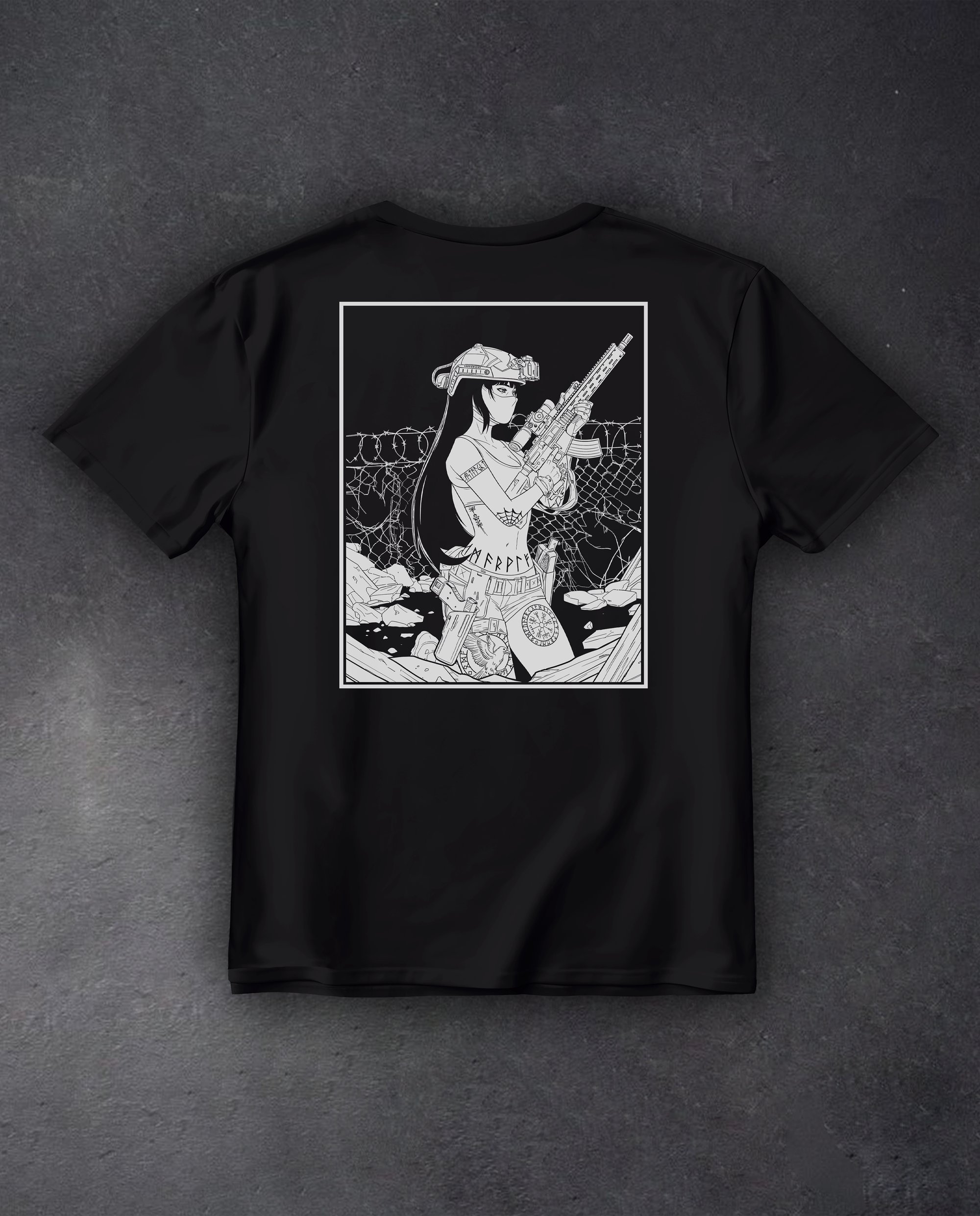 Футболка з принтом "BarbWire" чорна We feel