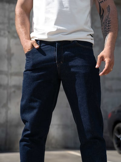 Джинси чоловічі мом повсякденні Denim Темно сині TEAMV - Фото 6