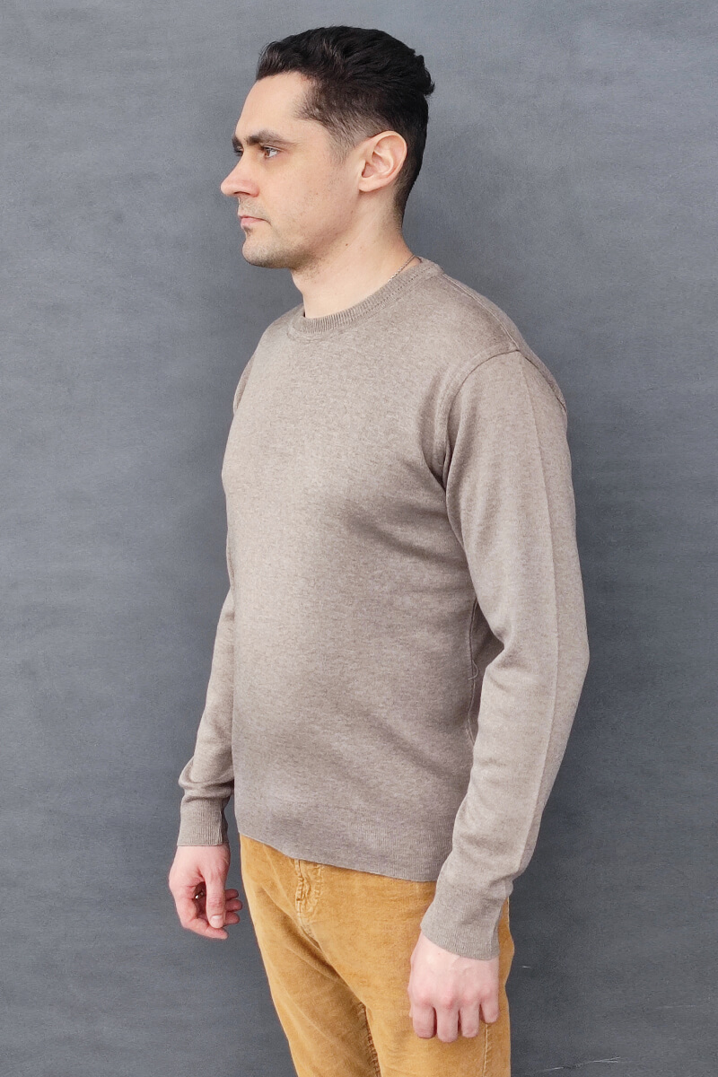 RG-67 Чоловічий темно-бежевий світшот с круглим коміром Suns House