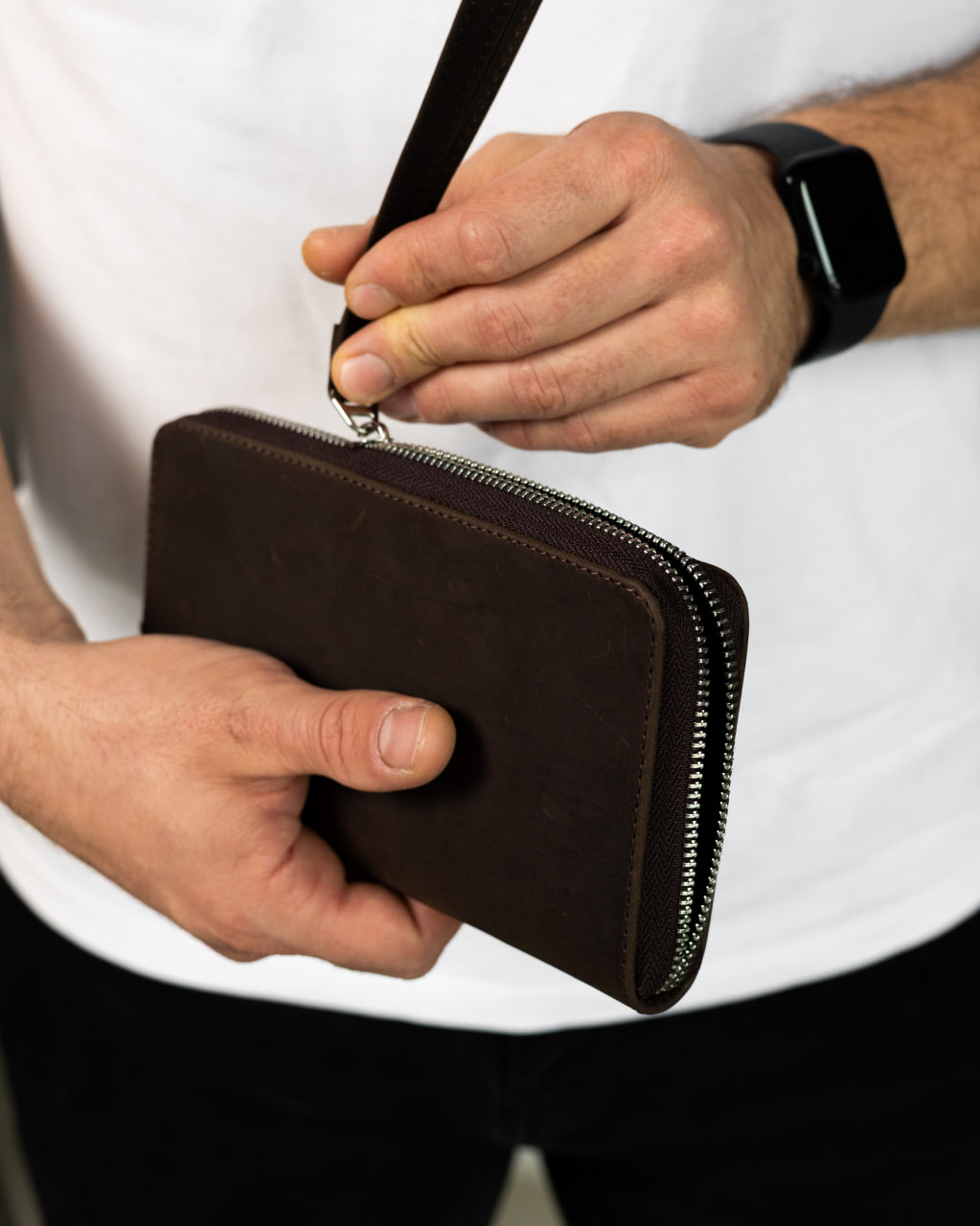 Шкіряний клатч-гаманець із натуральної шкіри Crazy Horse коричневий SKILL