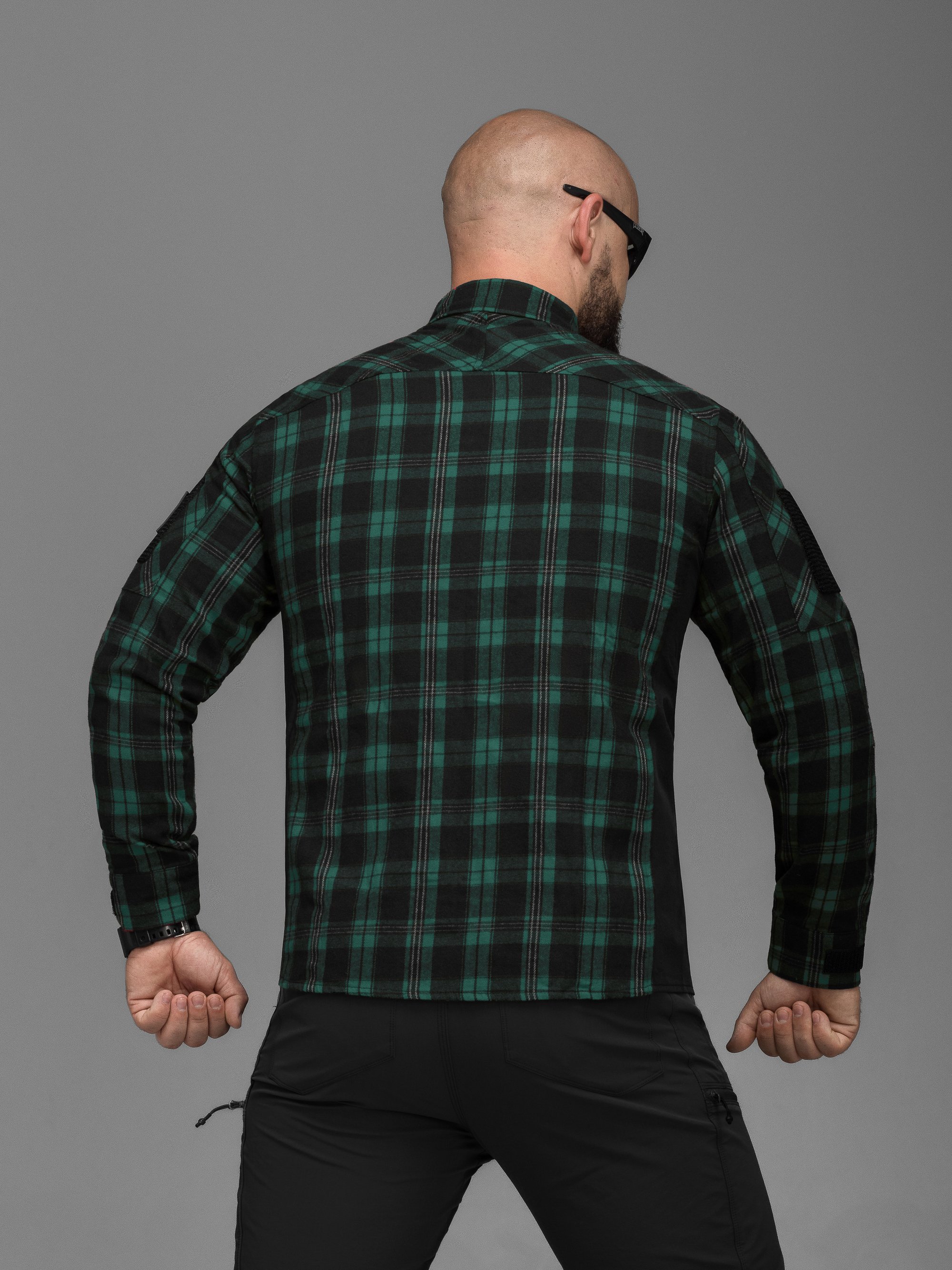 Сорочка фланелева BEZET Defender чорний/зелений - Фото 5