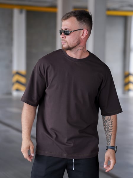 Футболка з бавовни Teamv Oversize Коричнева