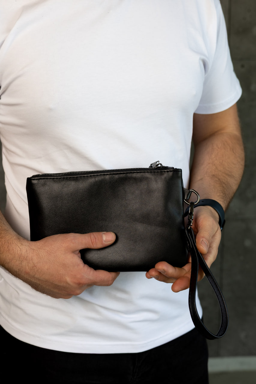 Шкіряний клатч із натуральної гладкої шкіри SKILL чорний
