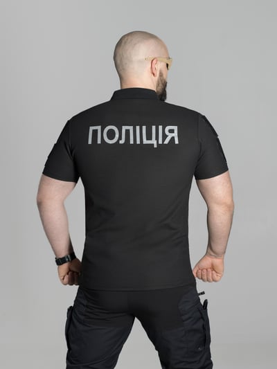 Футболка поло тактична BEZET Поліція рефлектив чорний - Фото 11