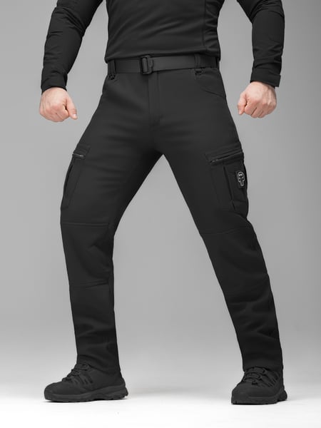 Зимові брюки карго тактичні Softshell BEZET Ешелон чорні