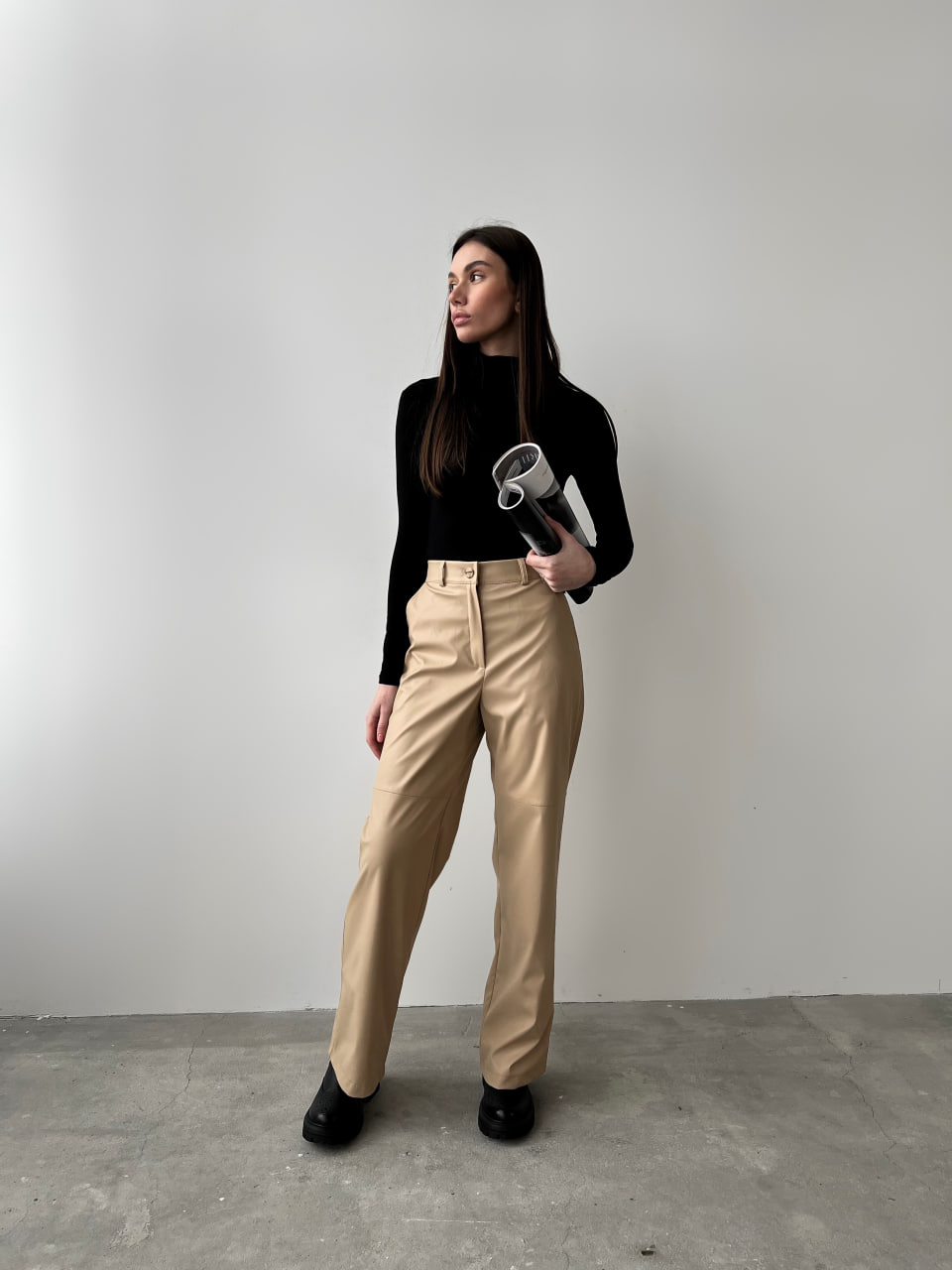 Шкіряні брюки Reload - Flow, бежеві