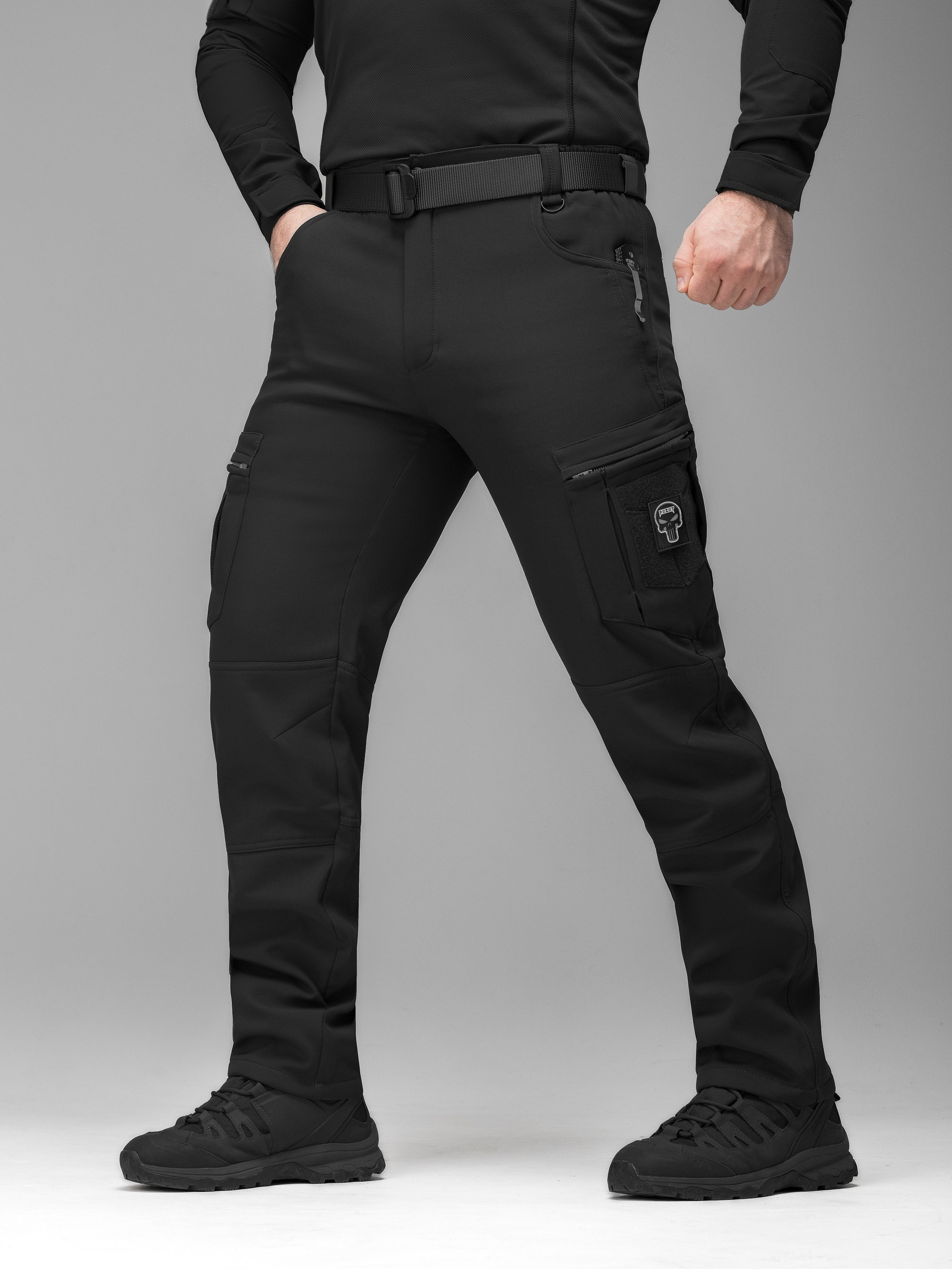 Зимові брюки карго тактичні Softshell BEZET Ешелон чорні - Фото 4