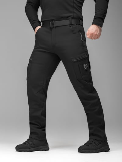 Зимові брюки карго тактичні Softshell BEZET Ешелон чорні - Фото 4