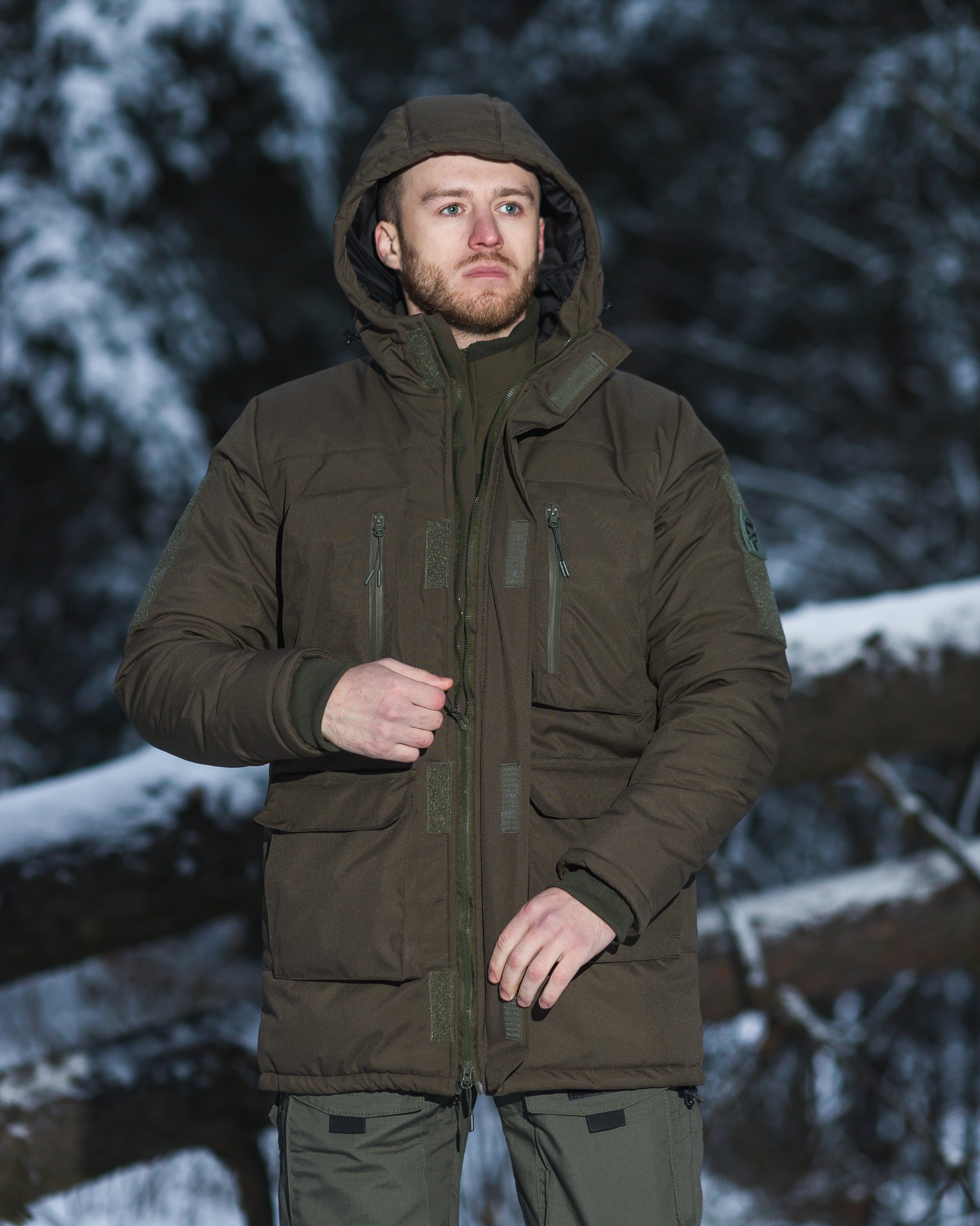 Комплект тактичний (Куртка парка зимова BEZET Ісландія хакі-Кофта флісова BEZET хакі-Штани карго теплі BEZET Alpha хакі) - Фото 1