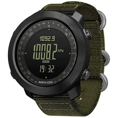 Чоловічий водостійкий тактичний годинник North Edge Apache Green 5BAR з компасом - Фото 1