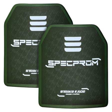 Комплект керамічних бронеплит SPECPROM CAP6-L Sic+PE 6-го класу 3.2 кг, 26х33 см Олива 2 шт