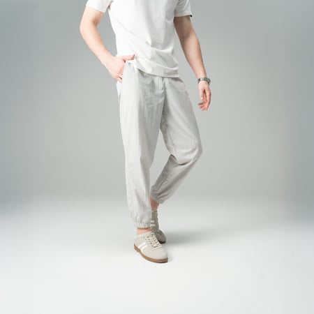 Мужские джоггеры светло-серые плащевка спорт Pobedov Ground POBEDOV