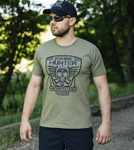 Футболка з принтом "ZOMBIE HUNTER" OLIVE (Бавовна) Armoline