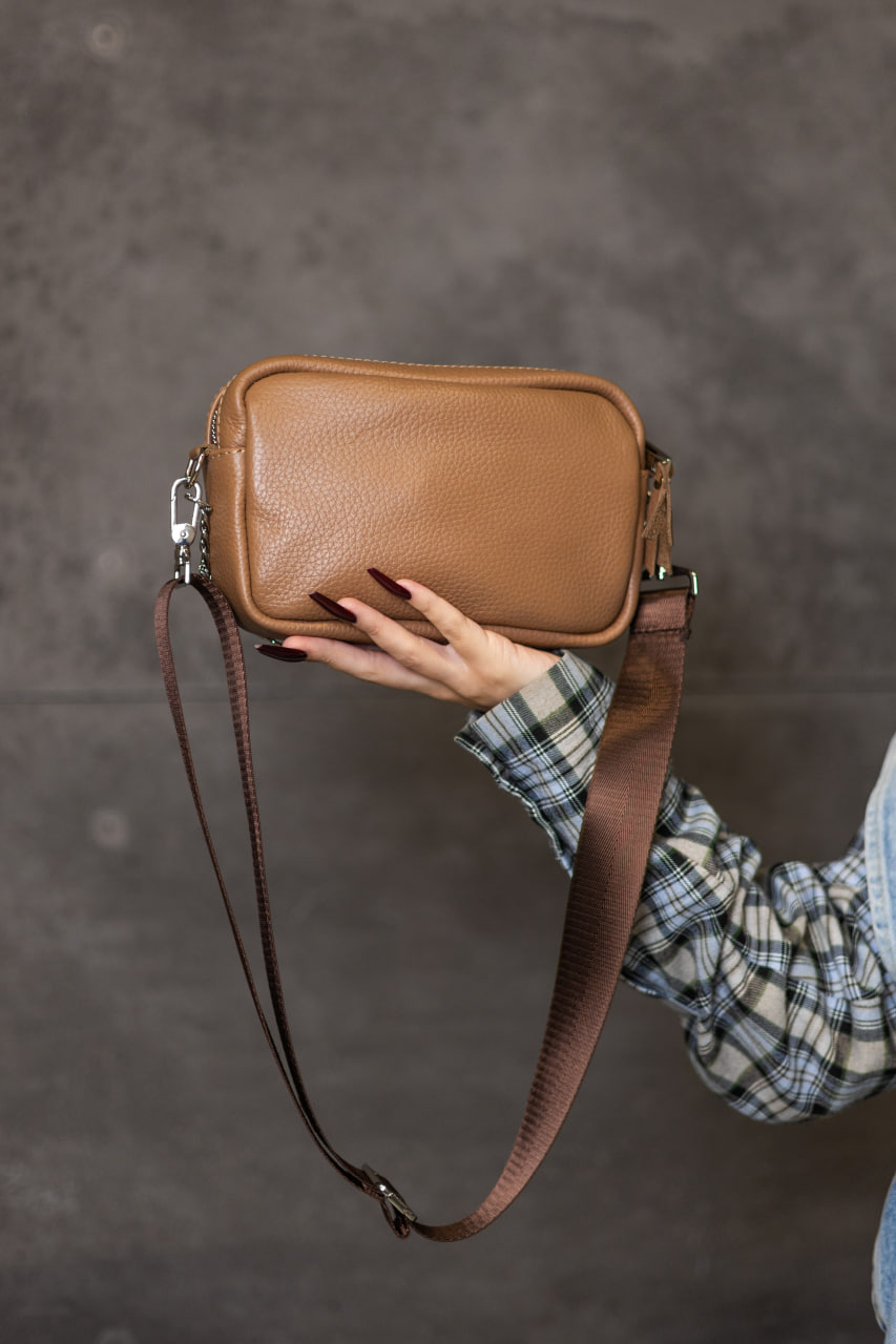 Жіноча сумка крос-боді з натуральної шкіри флотар SKILL капучино