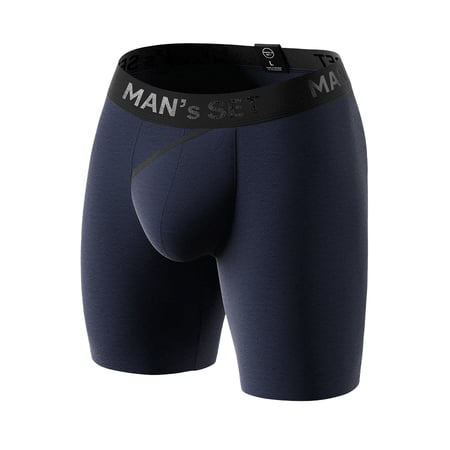 Мужские анатомические боксеры из хлопка, Anatomic Long 2.0, Black Series, тёмно-синий MansSet