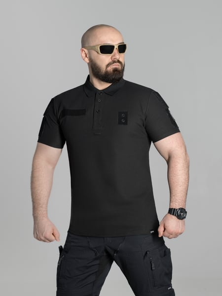 Футболка поло тактическая BEZET Полиция рефлектив черный