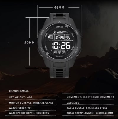 Чоловічий тактичний годинник Smael Brutto Pro - Фото 6