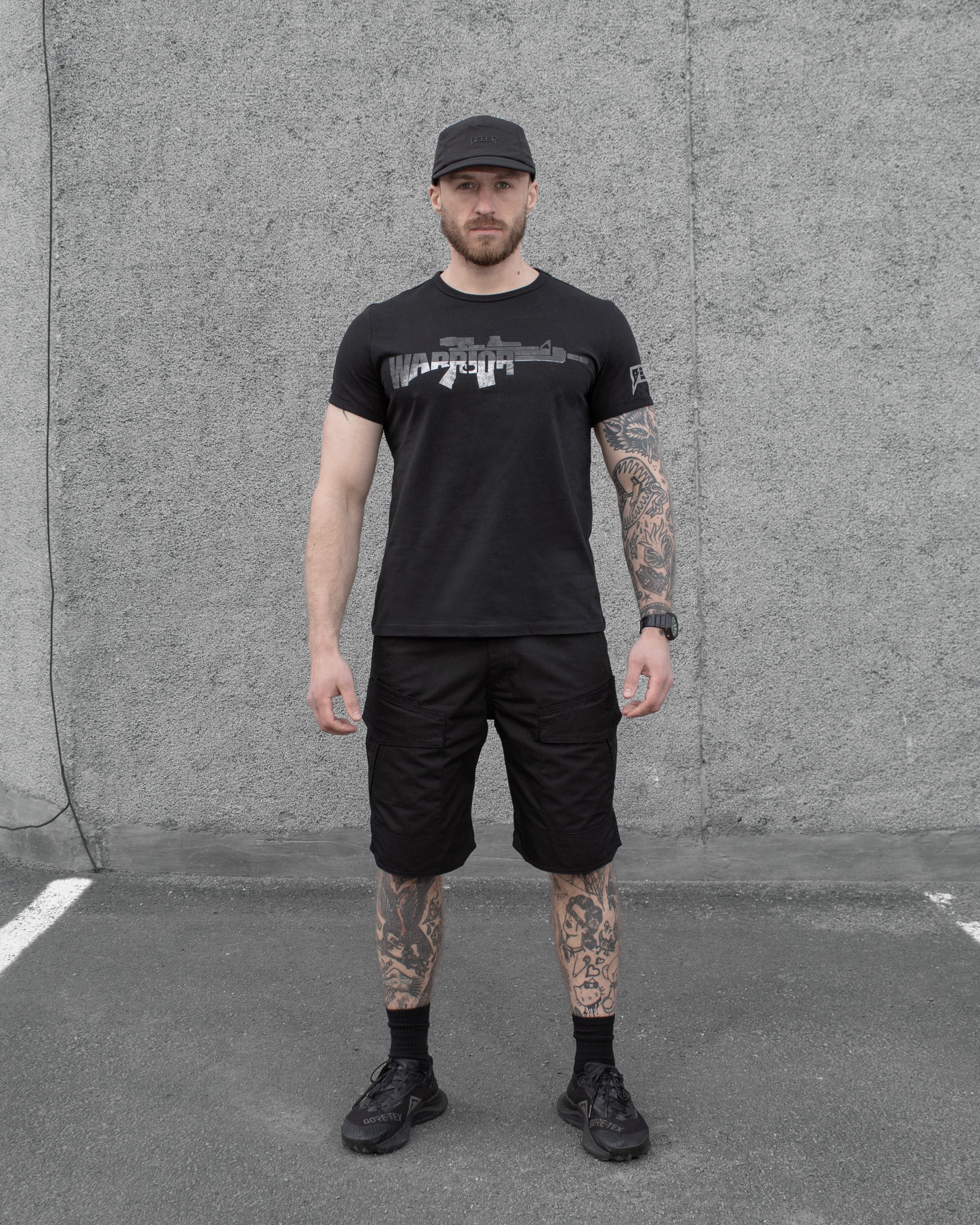 КОМПЛЕКТ (ШОРТЫ КАРГО ТАКТИЧЕСКИЕ BEZET MILITARY ЧЕРНЫЙ, БЕЙСБОЛКА ТАКТИЧЕСКАЯ BEZET ADVENTURE ЧЕРНЫЙ, ФУТБОЛКА BEZET WARRIOR ЧЕРНЫЙ)