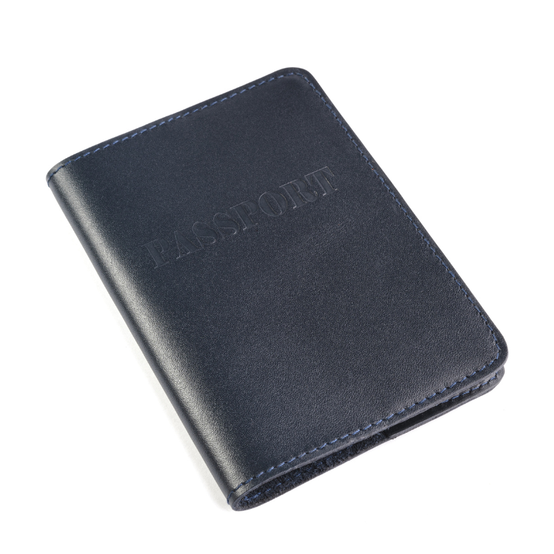 Обкладинка для паспорта натуральна шкіра LQ Синій HardKIT