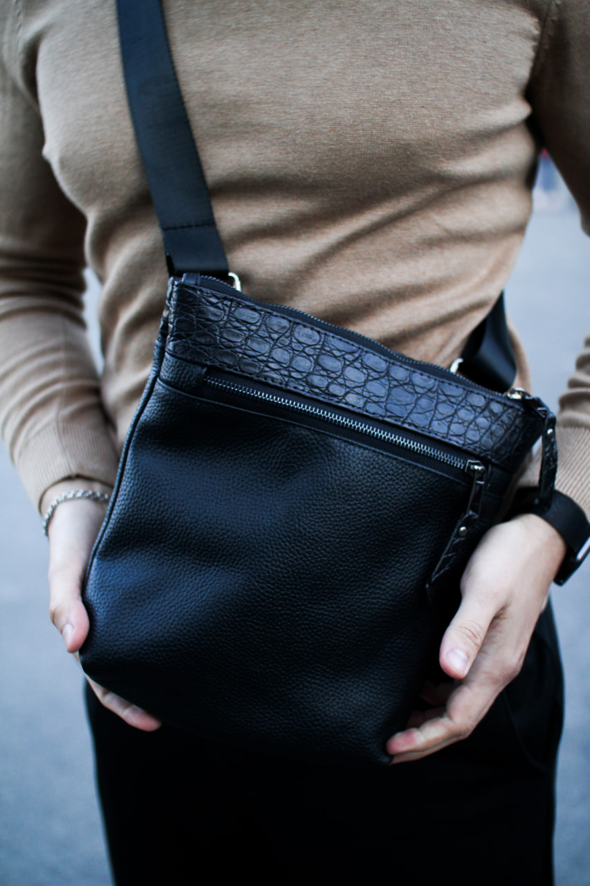 Сумка-мессенджер із натуральної шкіри, сумка через плече чоловіча SKILL