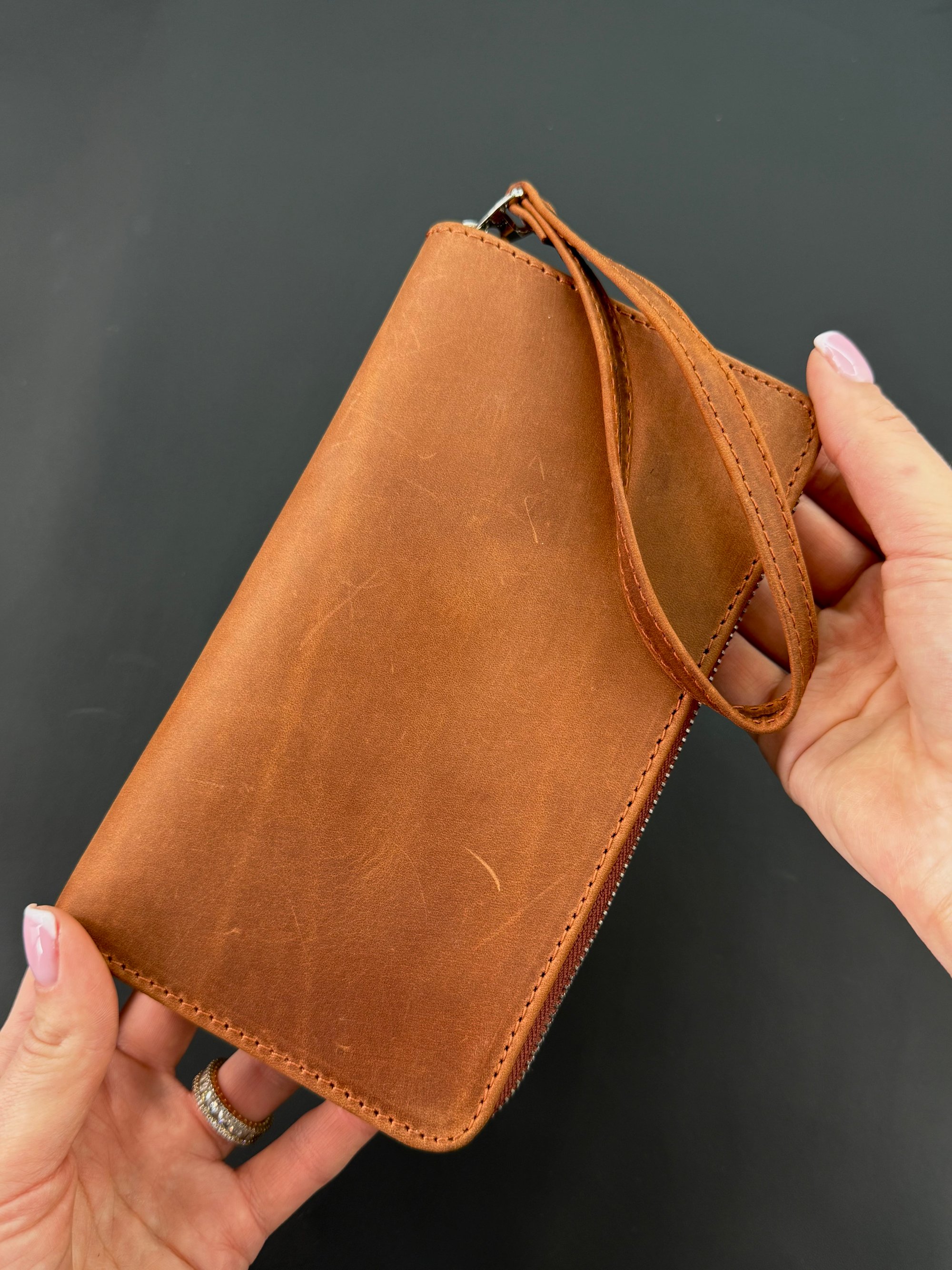 Шкіряний клатч-гаманець із натуральної шкіри Crazy Horse світло коричневий SKILL