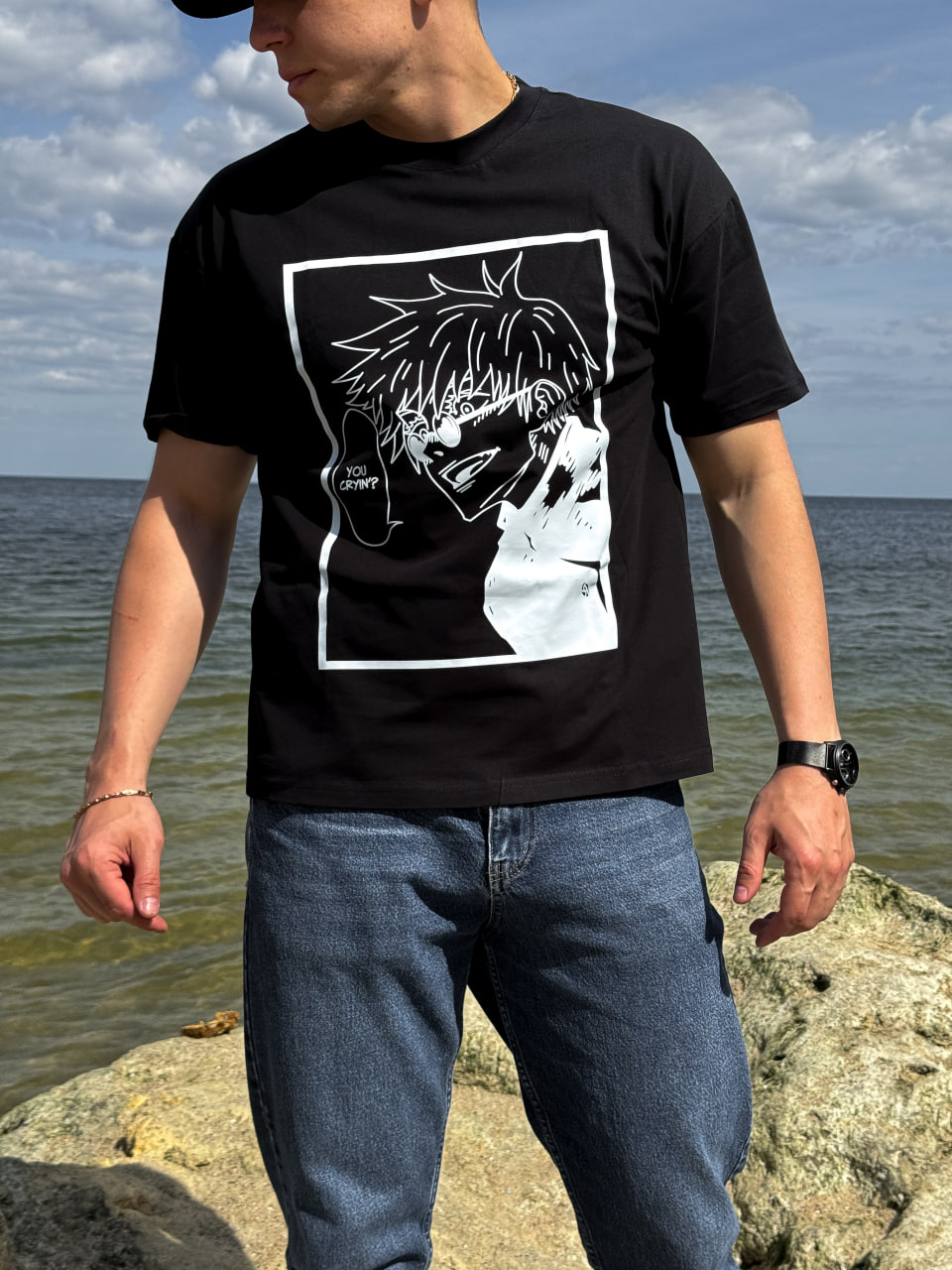 Футболка оверсайз Reload - Anime YouCryin, черная