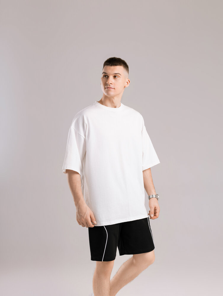 Молочна футболка. Футболка оверсайз чоловіча. Базова футболка Pobedov Nude POBEDOV