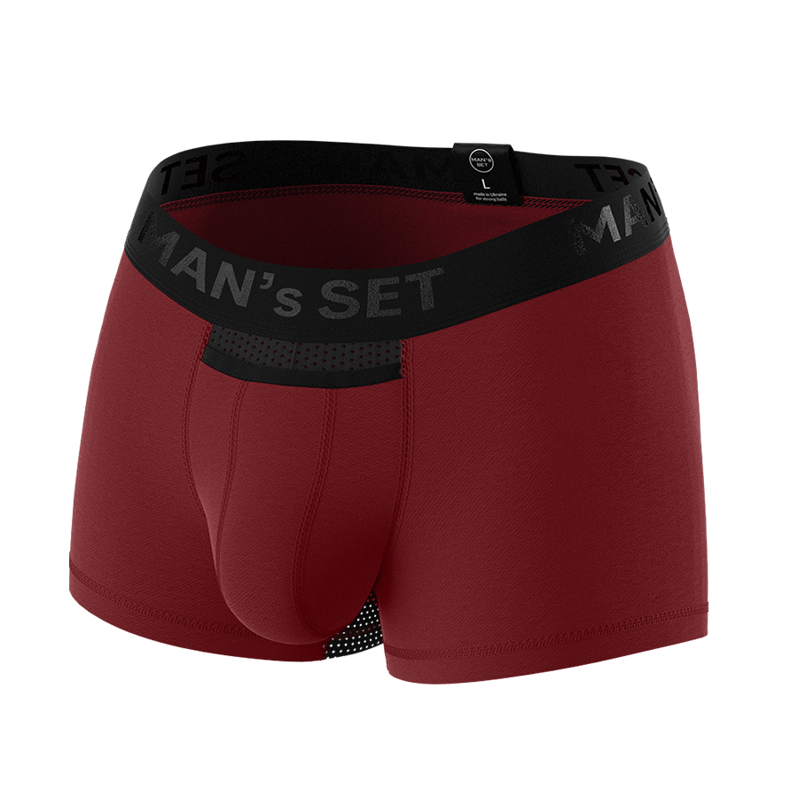 Мужские анатомические боксеры из хлопка с сеткой, Anatomic Classic Light, Black Series, темно-красный MansSet