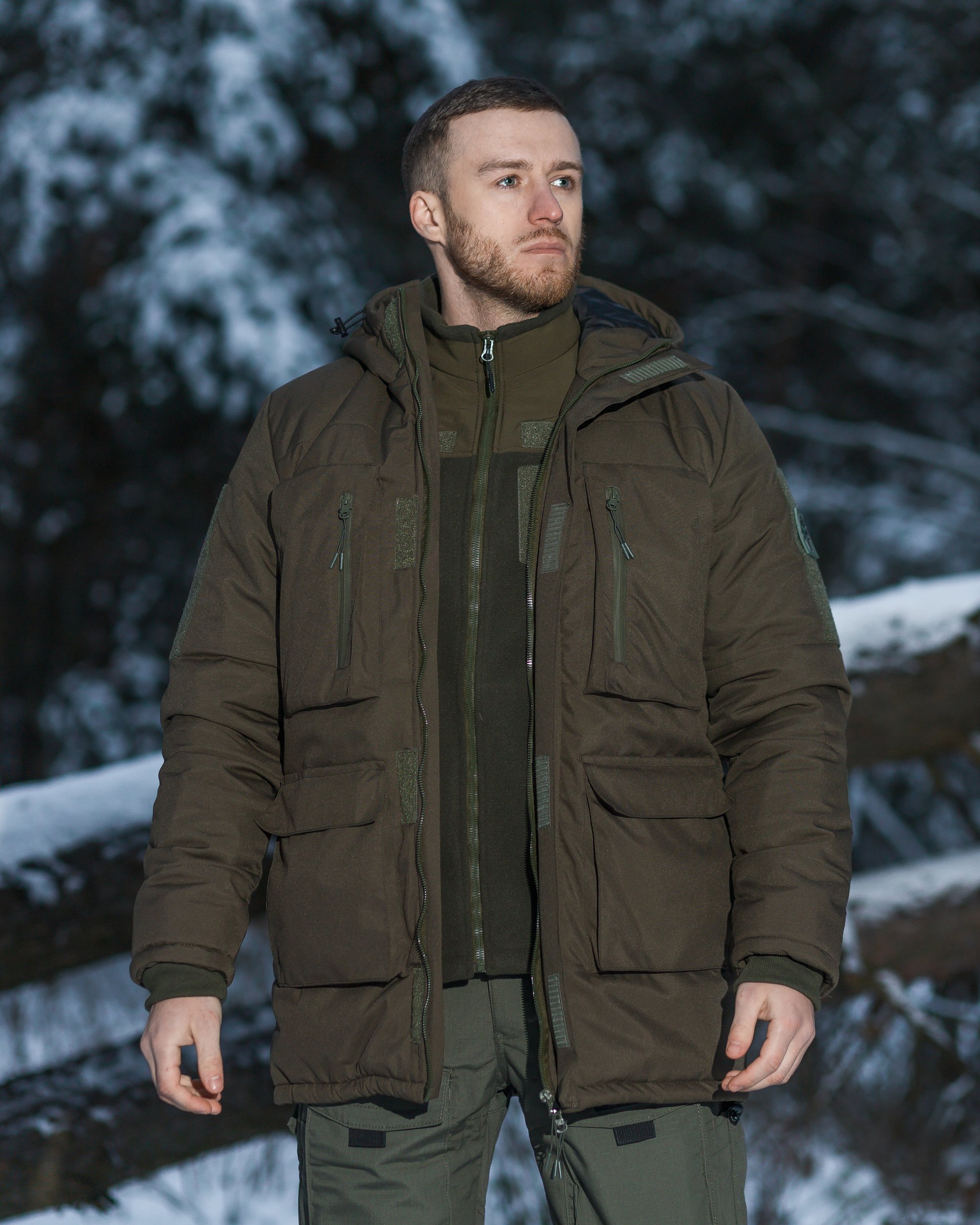 Комплект тактичний (Куртка парка зимова BEZET Ісландія хакі-Кофта флісова BEZET хакі-Штани карго теплі BEZET Alpha хакі) - Фото 12