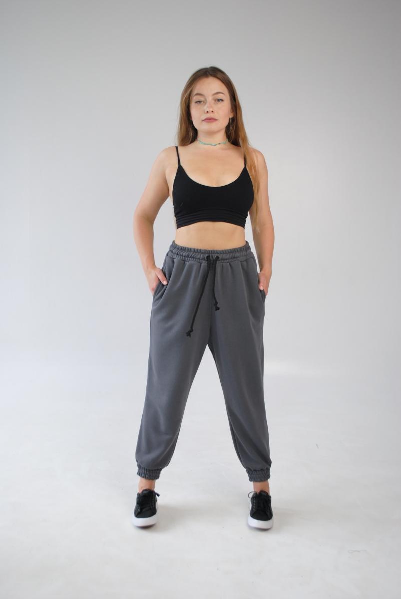 Спортивні штани OVERSIZE жіночі сірі Hi mate