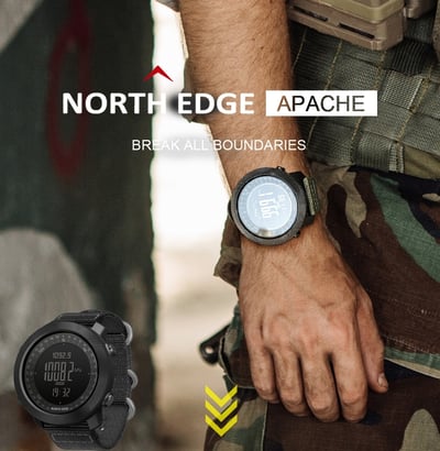Чоловічий водостійкий тактичний годинник North Edge Apache 5BAR з компасом - Фото 4