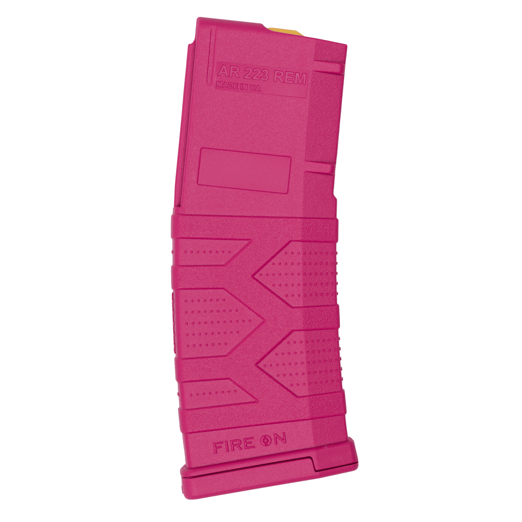 Магазин FIRE ON AR-30 5,56×45 NATO / .223 Rem — розовый с желтым подавателем KIBORG
