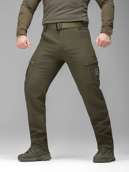 Зимові штани карго тактичні Softshell BEZET Ешелон хакі
