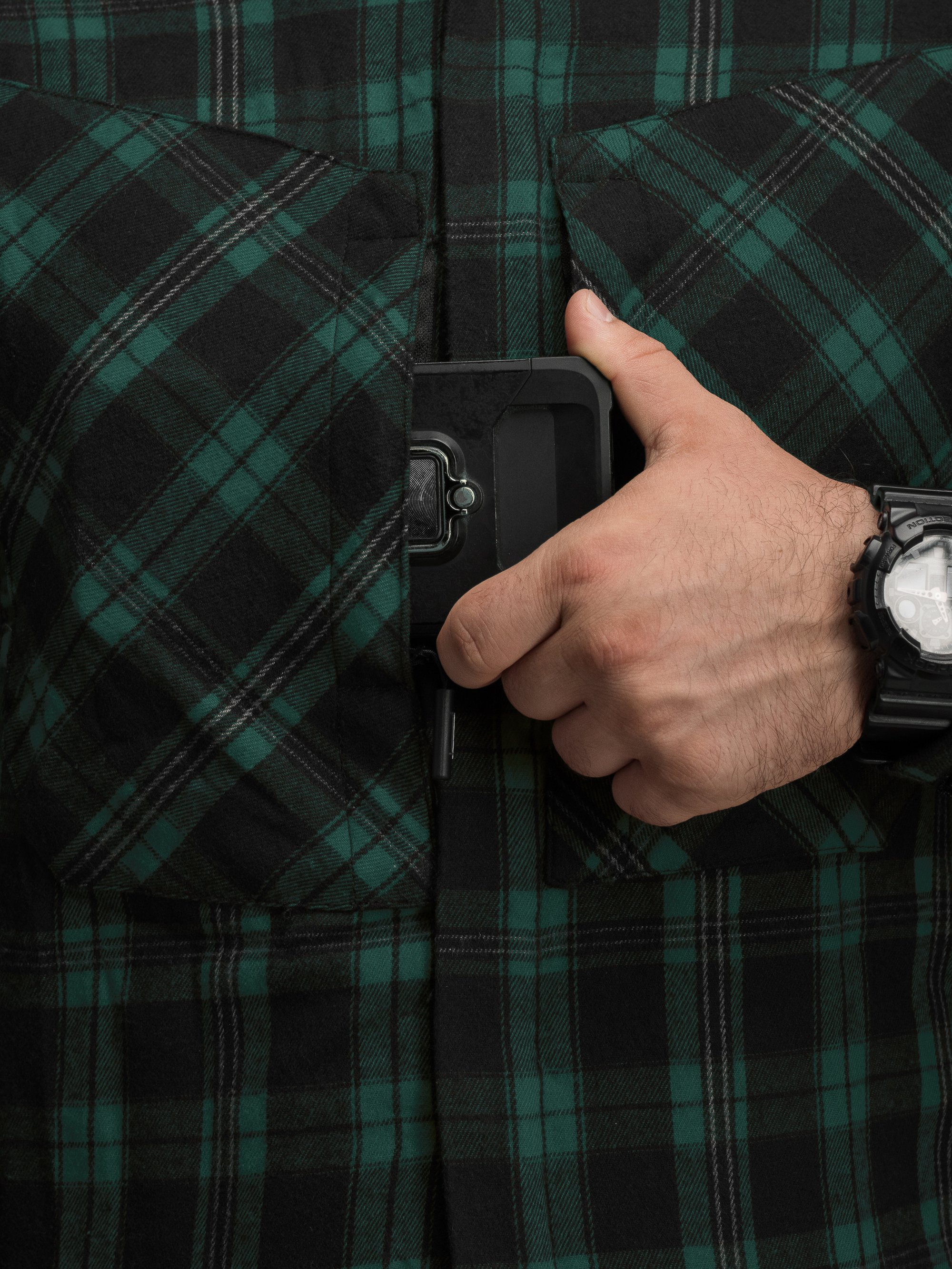 Сорочка фланелева BEZET Defender чорний/зелений - Фото 18