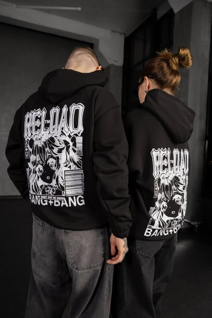 Худі трьохнитка Reload - Bang+Bang, чорний